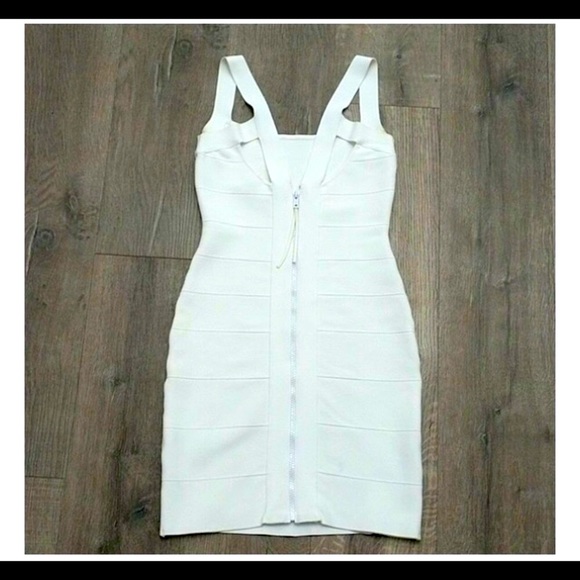 Guess White Bandage Dress Size L Strap Detail in Back. Like New. Only worn once - Picture 5 of 11